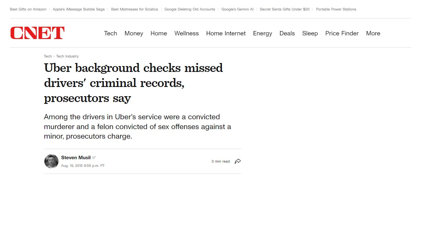 Uber background checks missed drivers' criminal records ... - CNET