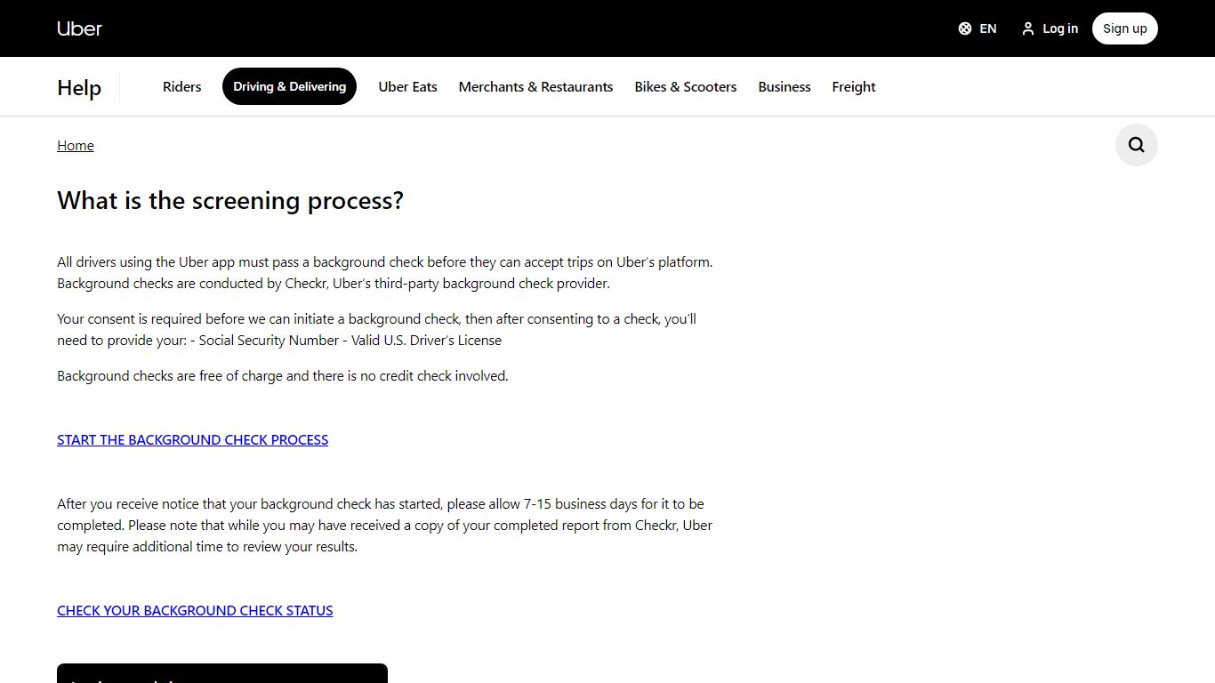What is the screening process? | Driving & Delivering - Uber Help