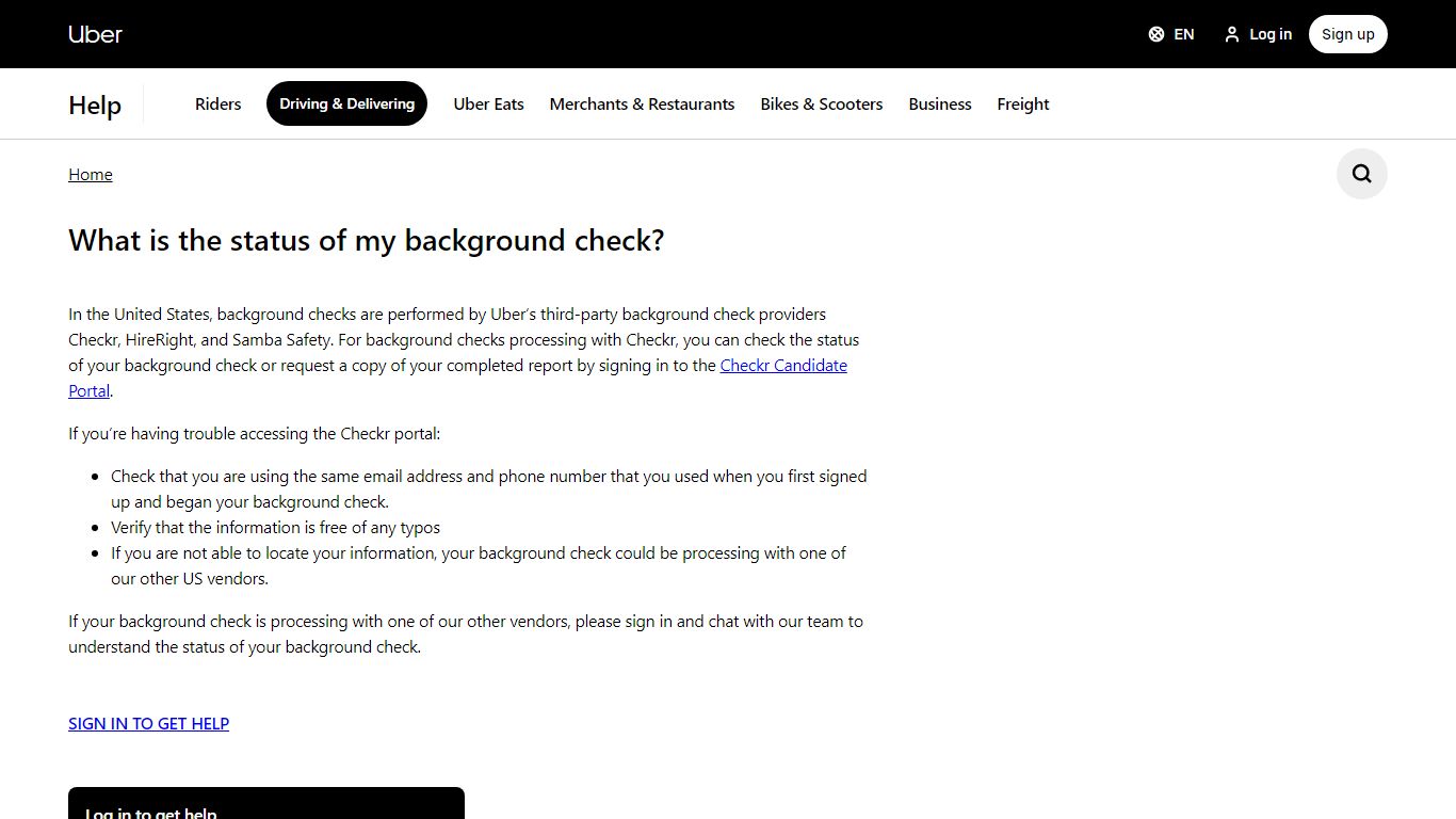 What is the status of my background check? - Uber Help